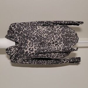MTS Womens Faux Wrap Cowl Neck Tunic Blouse 3/4 Sleeve Animal Print Size 1X
